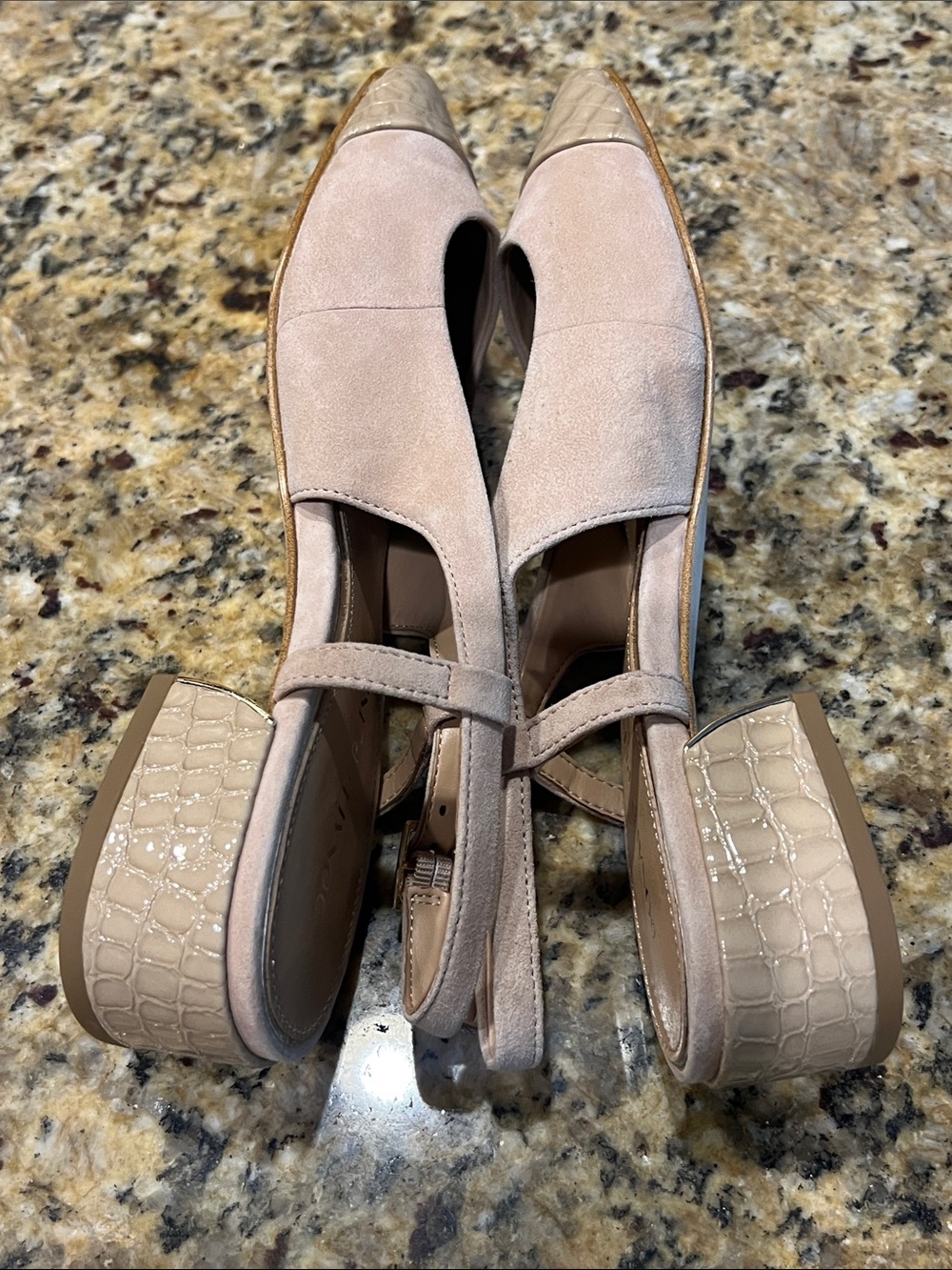 Donald J. Pliner Suede Slingback Flats with Croc-Toe Cap - Picture 8 of 10